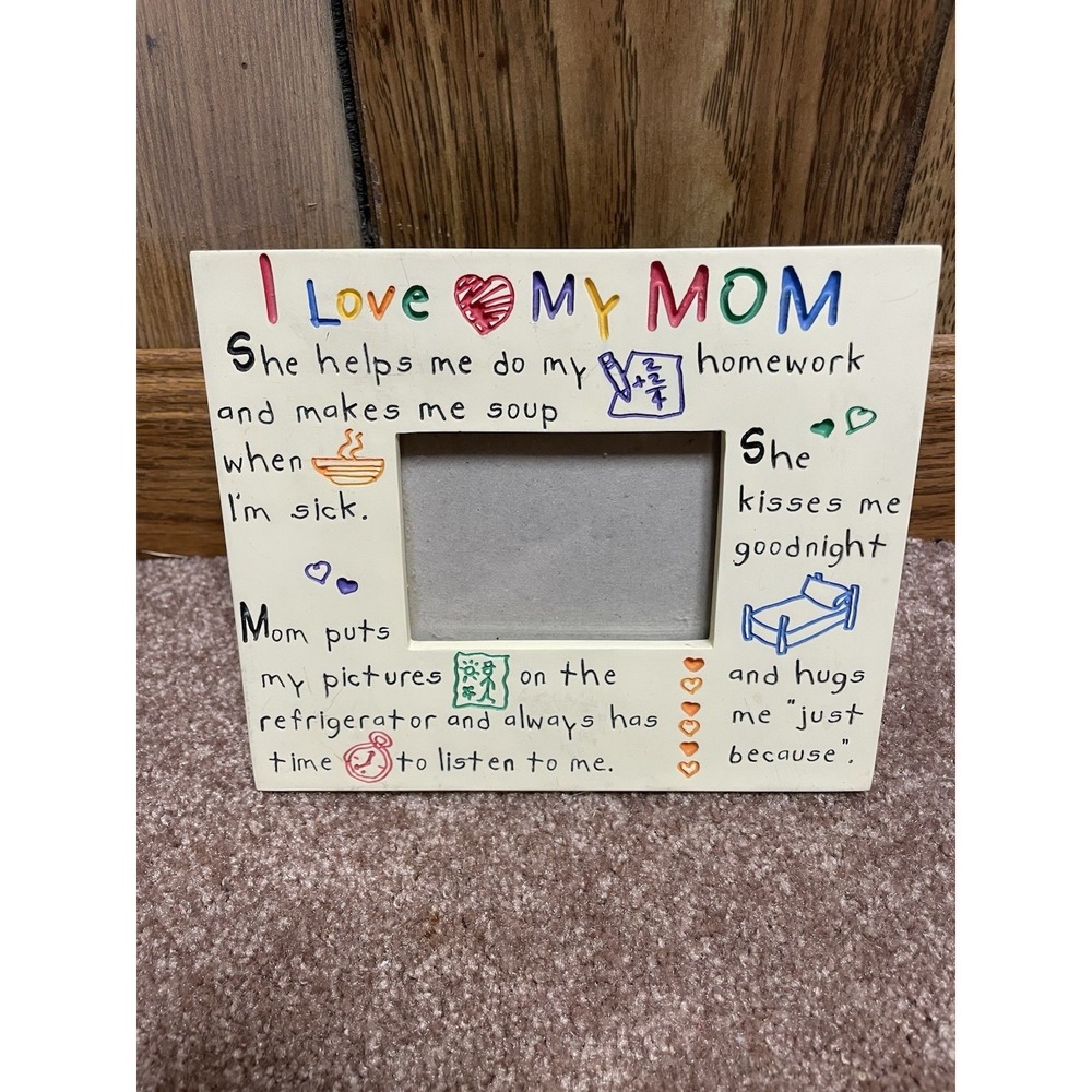 Vintage Ganz‎ I Love My Mom Colorful Ceramic Picture Frame Photo Window